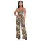 Women Leopard Printed Cropped Tube Top Wide-leg Two-piece Set