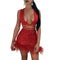 Women Sexy Lace-up Sleeveless Crop Top Feather Fringed Mini Skirt Two-piece Nightclub Dancing Set