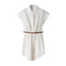 Elegant Woman Simple Style Lapel Slim A-Line Dress(Free Belt)