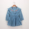 Girls Cotton Floral Embroidery Long Sleeves Dresses
