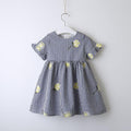 Girls Flower Embroidery Flare Sleeves Dresses