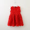 Girls Butterfly Lace Design Sleeveless Red Dresses