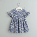 Girls Little Flower Print Backless Dresses