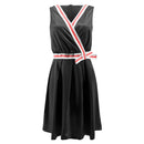 Contrast Stripes Pattern V Neck Women Sleeveless Swing Dress