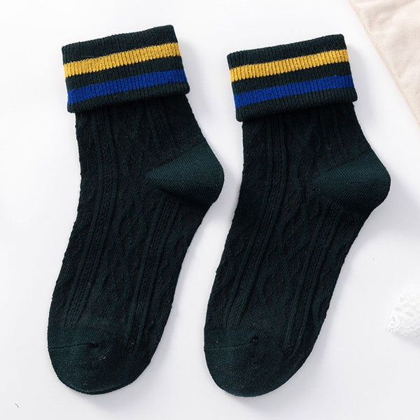 10pairs/set Campus Style Stripes Pattern Girl Bobby Sox