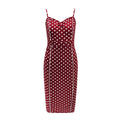 Elegant Medium Length Polka Dot Printed Women Slit Bodycon Slip Dress