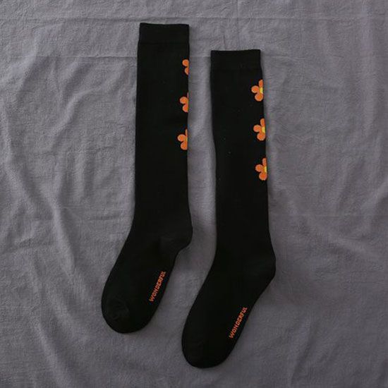 10pairs/set Campus Style Girl Cute Flower Detailing Cotton Knee-high Socks