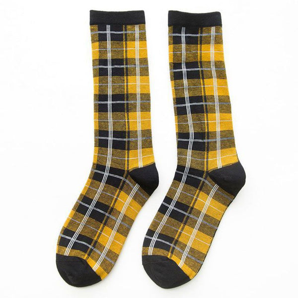 10pairs/set Vintage Tartan Pattern Campus Girl Unique Over-the-calf Socks