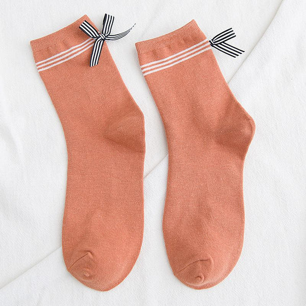 10pairs/set Hot-selling Style Unique Bowknot Decor Cotton High Socks
