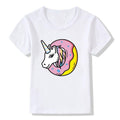 Kids Unicorn Print Short Sleeves White Tees