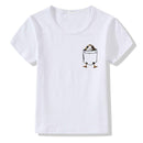 Boys Girls Pocket Print Casual White T-shirts
