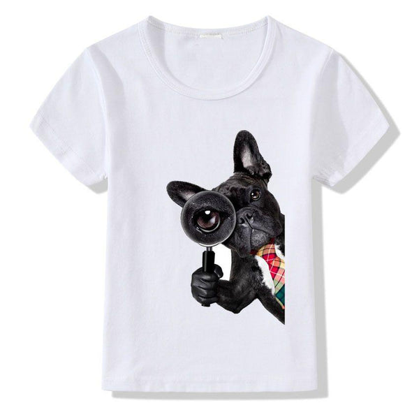 Kids Cute Dog Print Short Sleeves T-shirts
