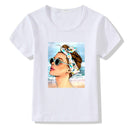 Girls Stylish Print Round Neck White Tees