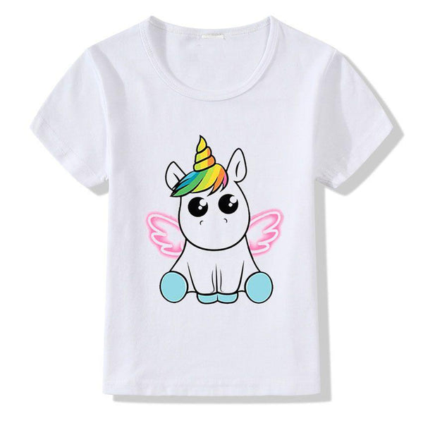 Kids Lovely Unicorn Print Short Sleeves T-shirts