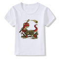 Kids Fashion Dinosaur Print Short Sleeves White Tees