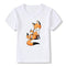 Kids Fox Print Short Sleeves Casual T-shirts