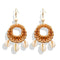 Women Retro Ethnic Style Wooden Woven Shell Dangle Earrings