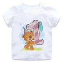 Boys Girls Bear Number Print Short Sleeves Tees