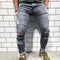 Casual Men Cotton Faded Wash Ripped Denim Jeans