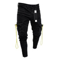 Fashionable Men Pocket Design Black Skinny Jeans