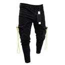 Fashionable Men Pocket Design Black Skinny Jeans