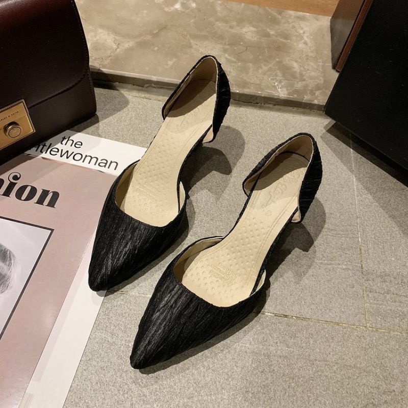 Hot Sale Women Summer Fashion Pointed-toe Kitten Heel Shoes