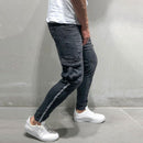 Casual Men Letter Print Pocket Design Skinny Jeans