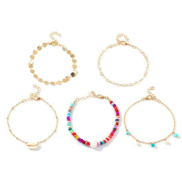 Creative Multicolor Beads Design Casual Shell Decor 4pcs/set Bracelets