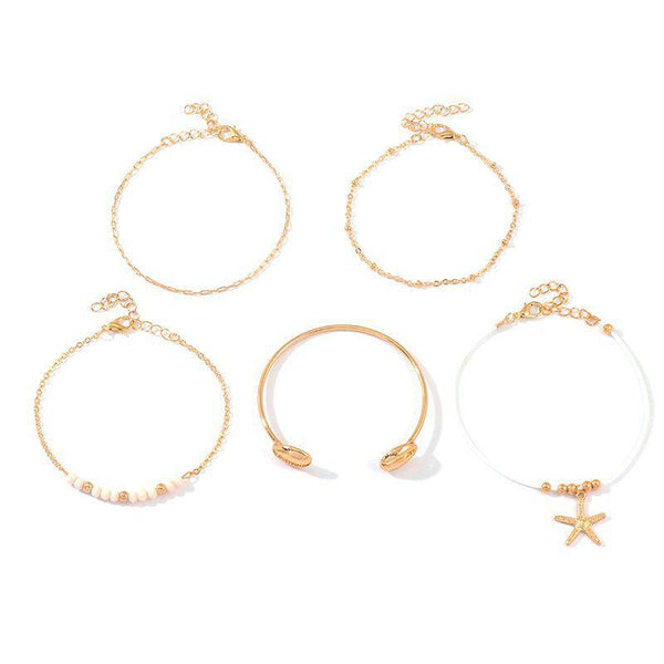 Hot Sale Summer Ocean Themed Shell Starfish 4pcs/set Exquisite Bracelets