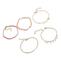 4pcs/set Sweet Women Handmade Braided Flower Pearl Decor Bracelets