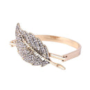 Creative Retro Style Exaggerated Hollow Leaf Shaped Rhinestone Decor Bangle