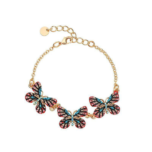 Fresh Style Butterfly Shape Multicolor Rhinestone Decor Chain Bracelet