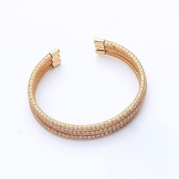 Creative Multilayer Mesh Pipe Rhinestone Decor Women Elegant Cuff Bangle