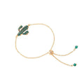 Cute Cactus Rhinestone Decor Women Simple Chain Linked Bracelet
