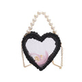 Creative Handmade Design Heart Shape Imitation Pearl Transparent PVC Metal Bag
