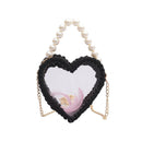 Creative Handmade Design Heart Shape Imitation Pearl Transparent PVC Metal Bag