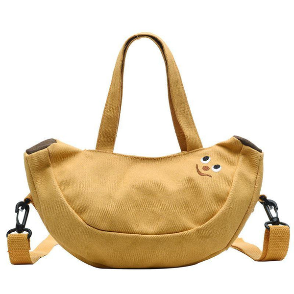 Campus Style Creative Banana Apple Shaped Chic Summer Canvas