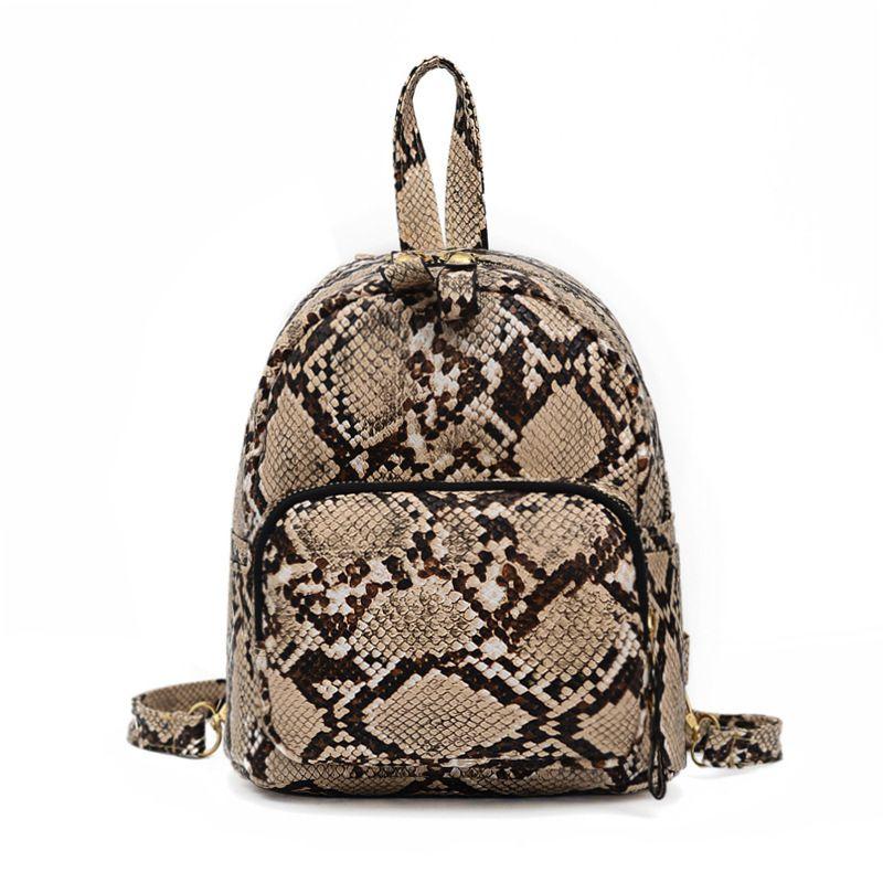 Campus Style Hot Sale Snakeskin Print Women Mini Size Backpack