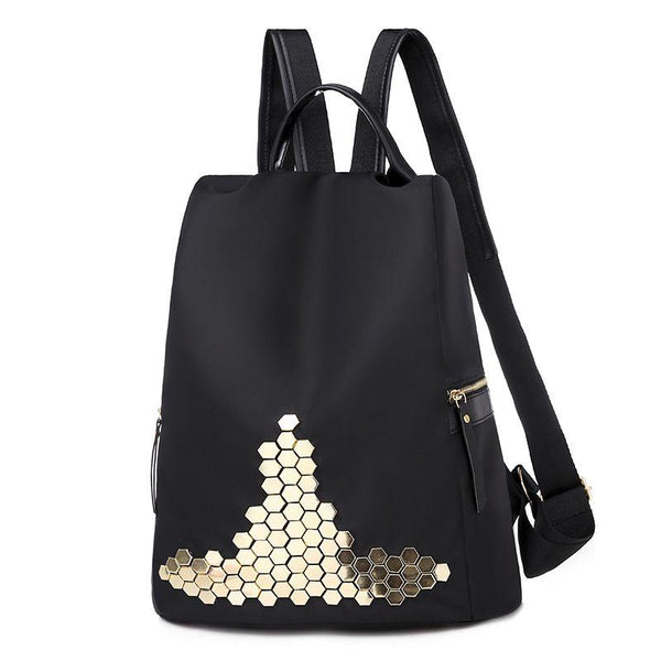 Creative Shiny Honeycomb Detailing Large Capacity Waterproof Oxford Backpack