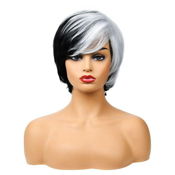 Women Fashion Mix Color Short Straight Fiber Hair Wig