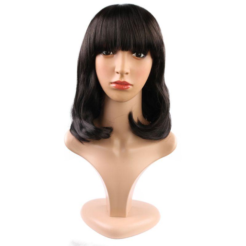 Women Fashion Medium Length Lifelike Natural Curly Hair Wig