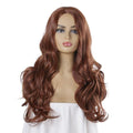 Women Brown Lifelike Natural Long Length Wavy Hair Wig