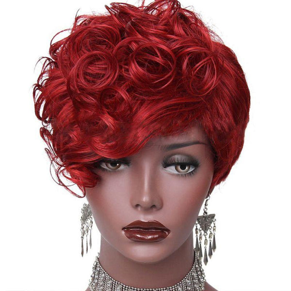 Women Fashion Red Short Frizzled Hair Wig
