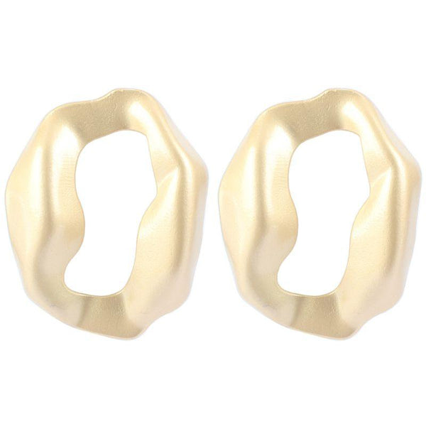 Women Hollow Irregular Round Shape Simple Alloy Stud Earrings