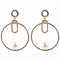 Elegant Women Simple Imitation Pearl Design Hollow Round Shape Drop Earrings