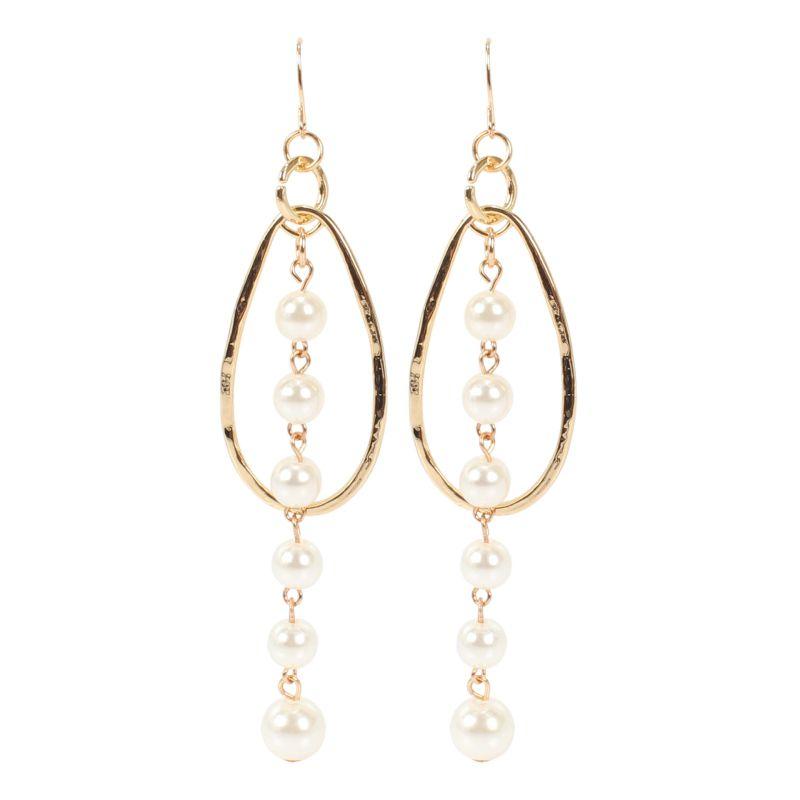 Elegant Women Fashion Imitation Pearl Tassel Drop Earrings