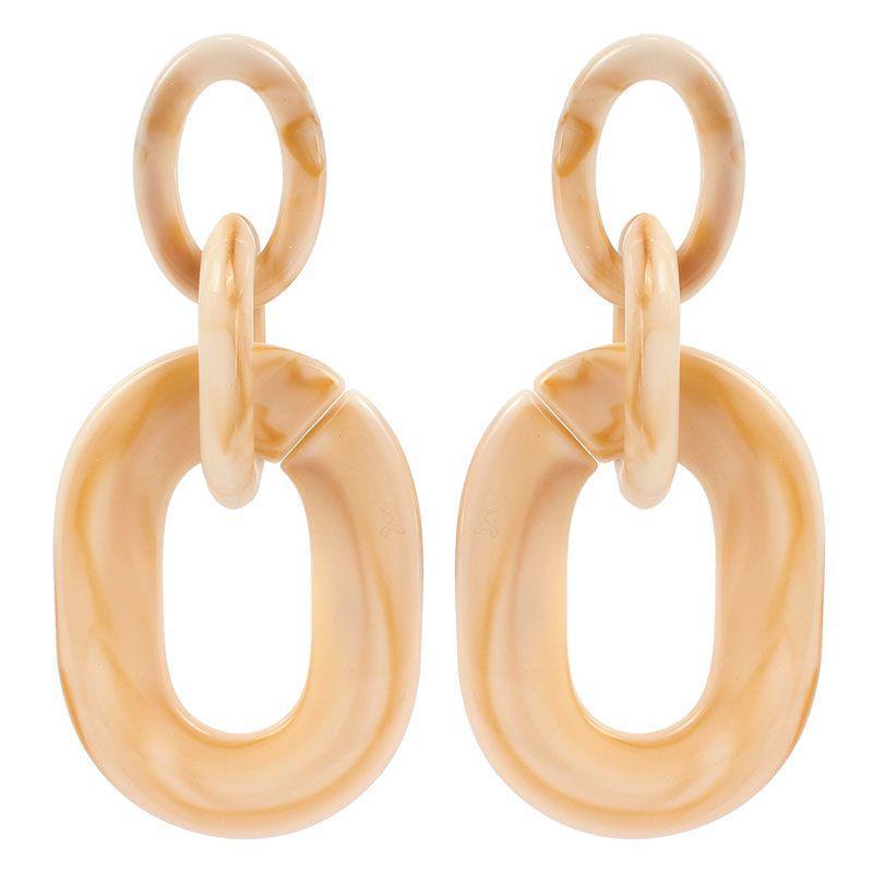 Women Creative Colored Acrylic Chunky Chain Design Drop Earrings