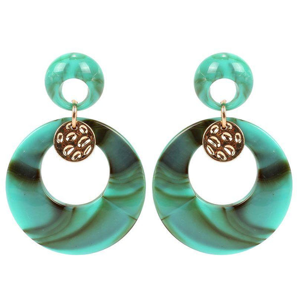 Fashion Marble Pattern Colored Acrylic Double Layer Earrings