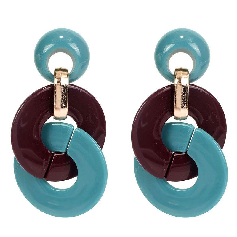 Modern Lady Unique Color Blocking Multilayer Acrylic Earrings