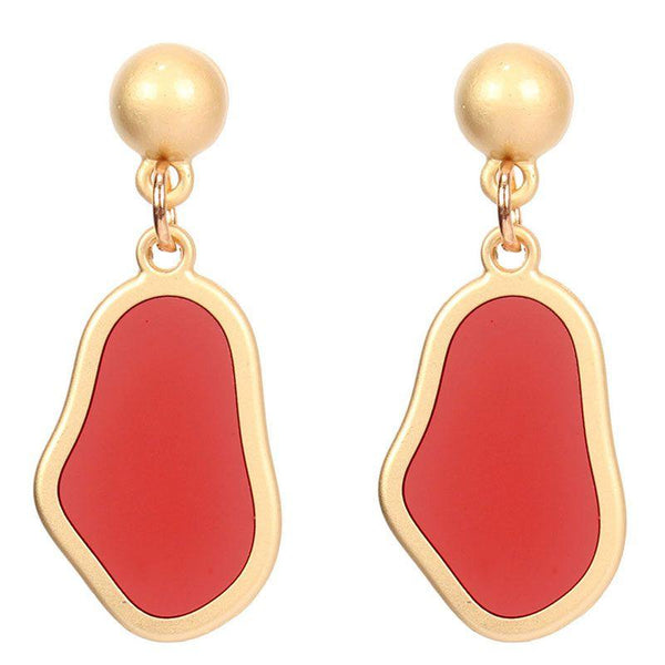 Women Fashion Candy Color Pattern Irregular Geometric Shape Drop Earrings